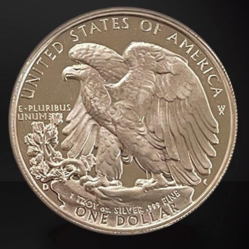 Back of The 2006 “Proof Reverse” Silver Eagle Against a Black Background